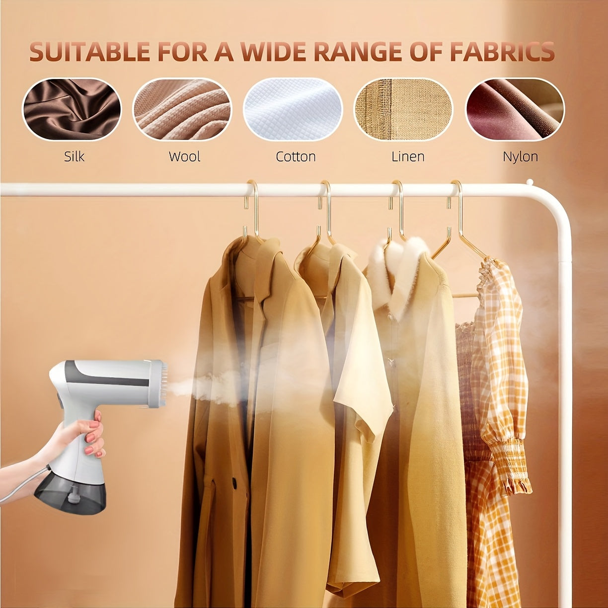 1pc 1100W High Power Portable Garment Steamer, Fast 20S Mist, 300ml Large Water Tank, Stainless Steel Steam Panel, Quick for All Fabrics, Home & Travel Use, US Plug, 110V