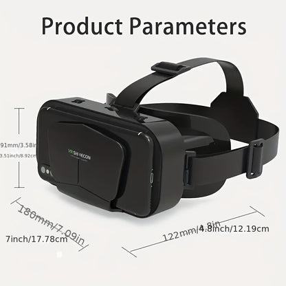 3D VR Glasses VR Virtual Reality Headset Support 360Panorama Large Screen Anti-Bluelight Adjustable Pupil Distance Prevent Fatigue Goggles for Movies Games, for Android & iOS Phones(No Handle or Battery)