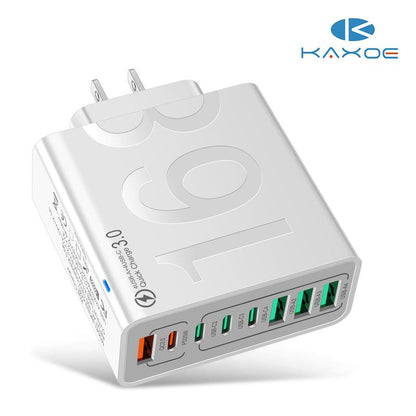 8-Port Fast Charging USB Hub (4 USB-C + 4 USB-A) Portable Smart Charger for Multiple Devices Smart Charger for Phones, Tablets & More