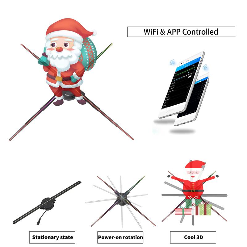 3D Hologram Projection Light, 3D Hologram Display Fan Two Blades 42cm User-Friendly Plug and Play Holographic Advertising Show LED Lights, Easy Wall Mount Decorations for Holiday & Parties Valentine Gift Black Audio, Projector Lamp