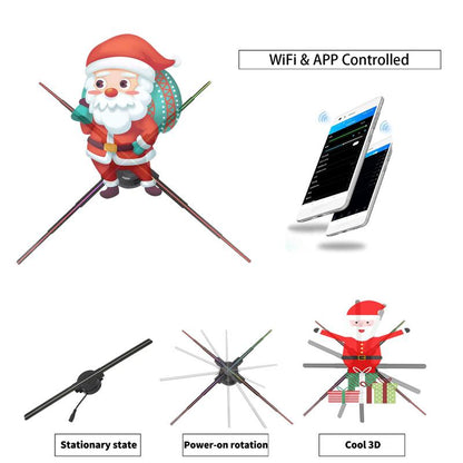 3D Hologram Projection Light, 3D Hologram Display Fan Two Blades 42cm User-Friendly Plug and Play Holographic Advertising Show LED Lights, Easy Wall Mount Decorations for Holiday & Parties Valentine Gift Black Audio, Projector Lamp