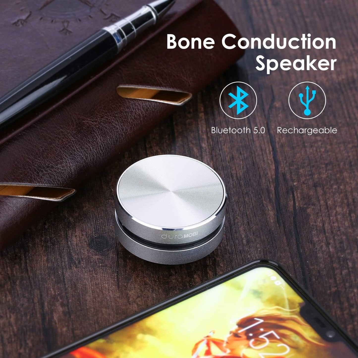 Bluetooth Mini Speaker Bone Conduction Portable Wireless Speaker Stereo Bass Sound Creative Portable Speakers Mini Size Music Player for Home,Outdoor,Travel