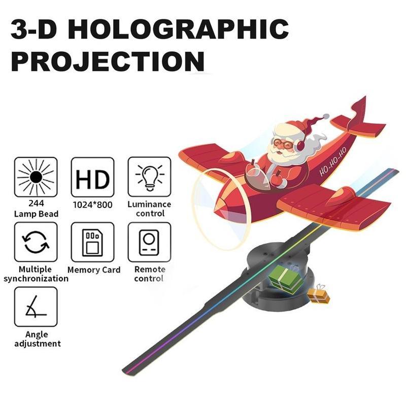 3D Hologram Projection Light, 3D Hologram Display Fan Two Blades 42cm User-Friendly Plug and Play Holographic Advertising Show LED Lights, Easy Wall Mount Decorations for Holiday & Parties Valentine Gift Black Audio, Projector Lamp