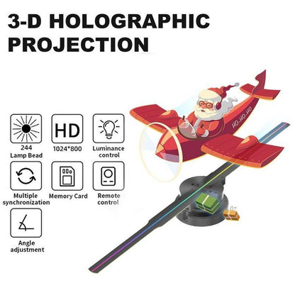 3D Hologram Projection Light, 3D Hologram Display Fan Two Blades 42cm User-Friendly Plug and Play Holographic Advertising Show LED Lights, Easy Wall Mount Decorations for Holiday & Parties Valentine Gift Black Audio, Projector Lamp