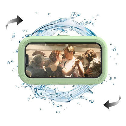 All-round waterproof cell phone holder，"480° rotating shower phone holder with waterproof case, compatible with 4" to 7" phones. Full touchscreen functionality for easy use in the shower. Wall-mounted for convenience and security."