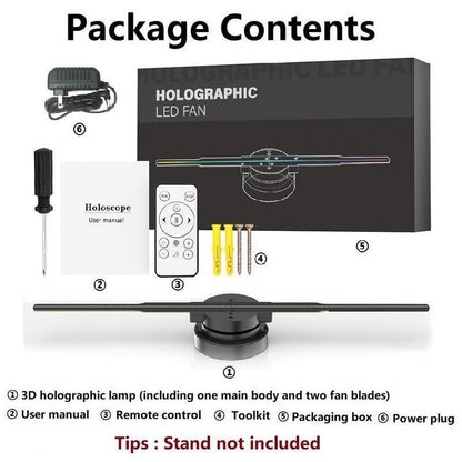 3D Hologram Projection Light, 3D Hologram Display Fan Two Blades 42cm User-Friendly Plug and Play Holographic Advertising Show LED Lights, Easy Wall Mount Decorations for Holiday & Parties Valentine Gift Black Audio, Projector Lamp