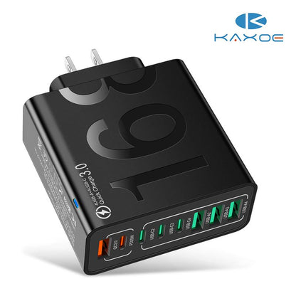 8-Port Fast Charging USB Hub (4 USB-C + 4 USB-A) Portable Smart Charger for Multiple Devices Smart Charger for Phones, Tablets & More