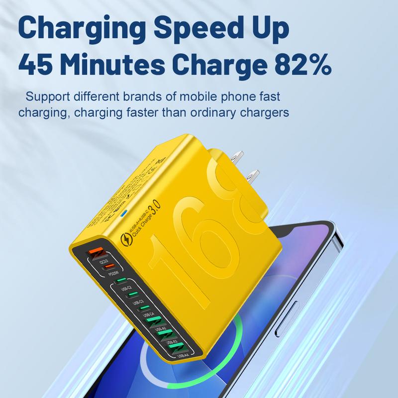 8-Port Fast Charging USB Hub (4 USB-C + 4 USB-A) Portable Smart Charger for Multiple Devices Smart Charger for Phones, Tablets & More